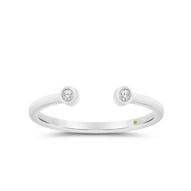 Shop White Gold Lab Grown Bezel Set Diamond Accent Dainty Open Ring