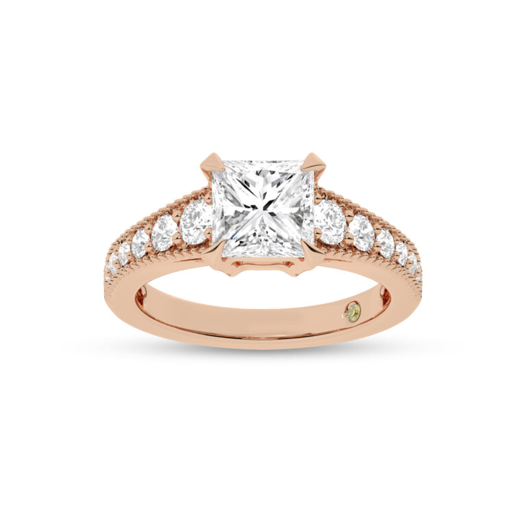 Pixie Tapered Milgrain Lab Grown Diamond Engagement Ring