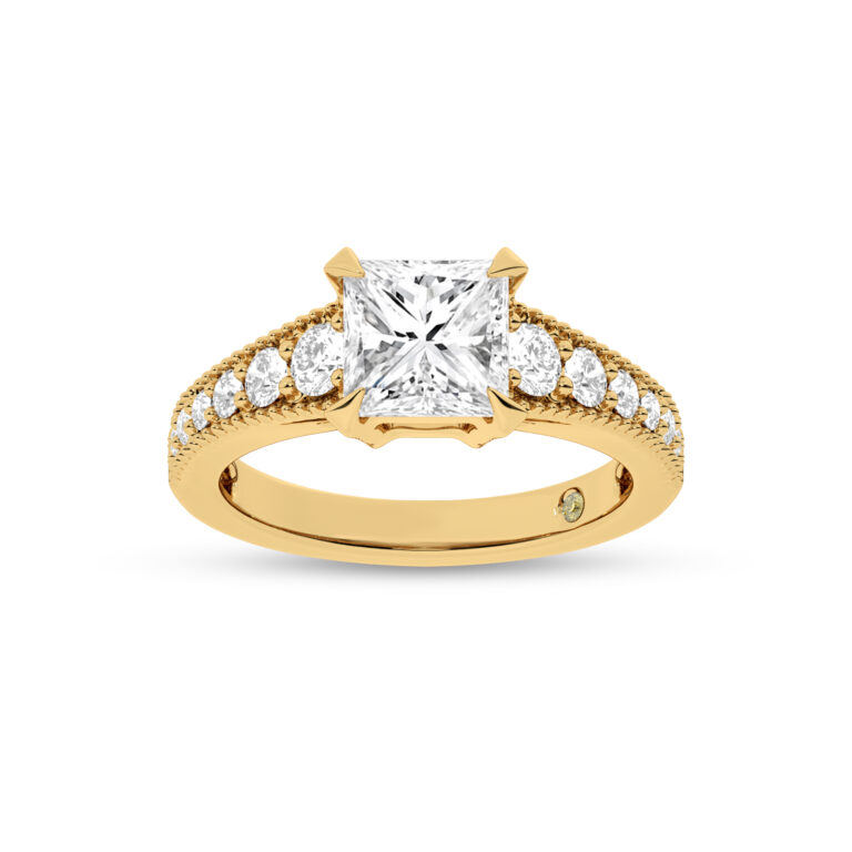 Pixie Tapered Milgrain Lab Grown Diamond Engagement Ring