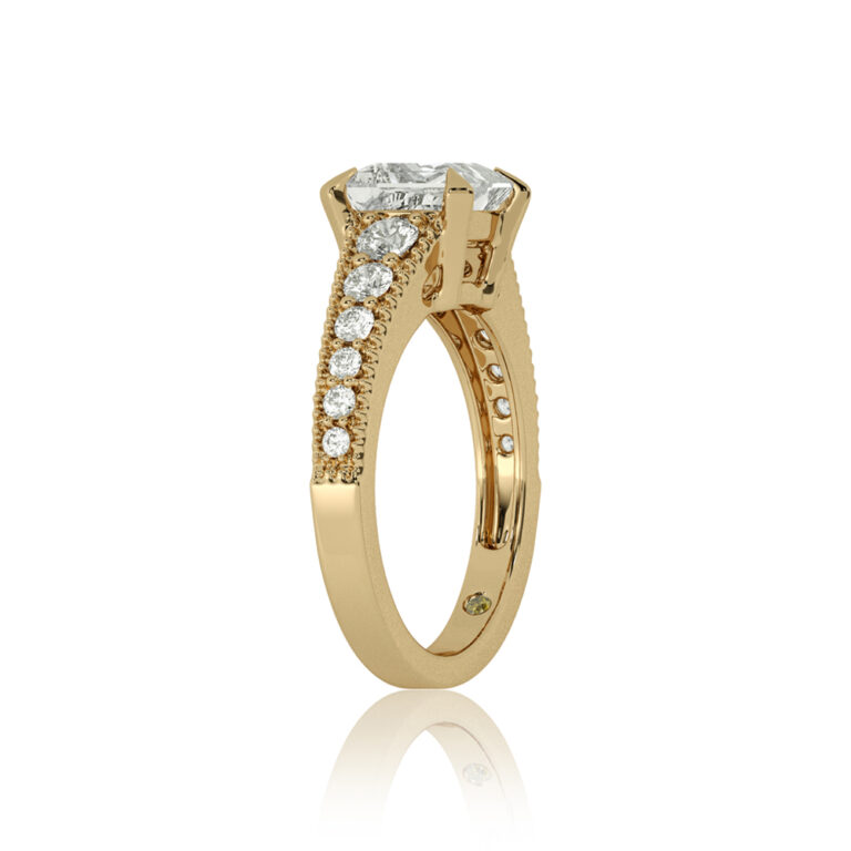 Pixie Tapered Milgrain Lab Grown Diamond Engagement Ring