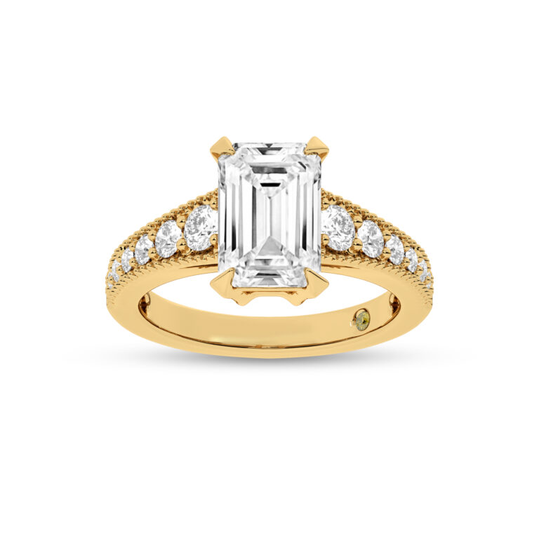 Pixie Tapered Milgrain Lab Grown Diamond Engagement Ring