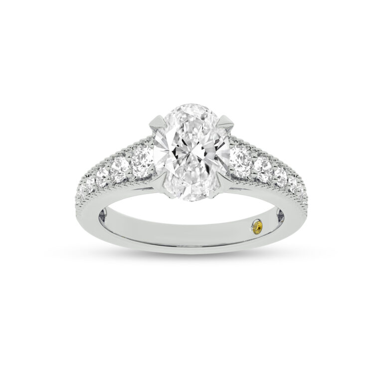 Pixie Tapered Milgrain Lab Grown Diamond Engagement Ring