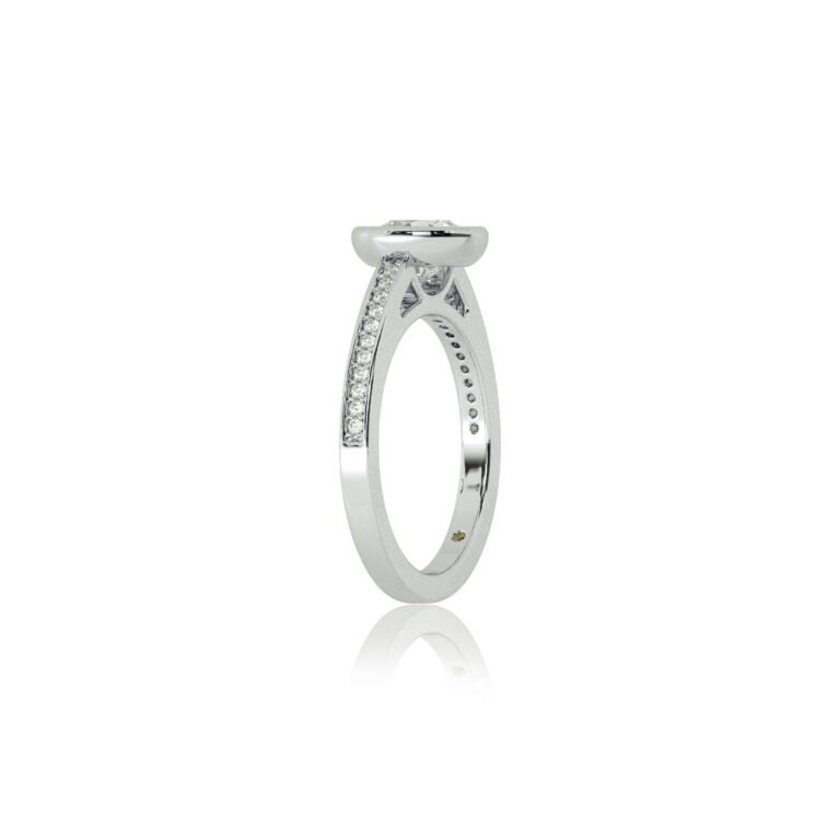 Lyra Lab Grown Pavé Set Half Coverage Bezel Diamond Engagement Ring