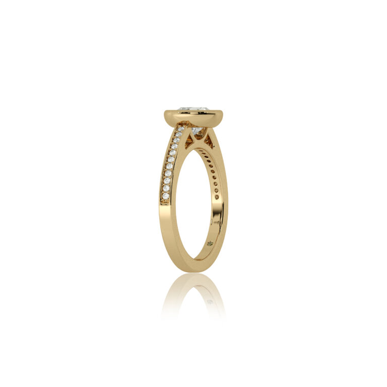 Lyra Lab Grown Pavé Set Half Coverage Bezel Diamond Engagement Ring