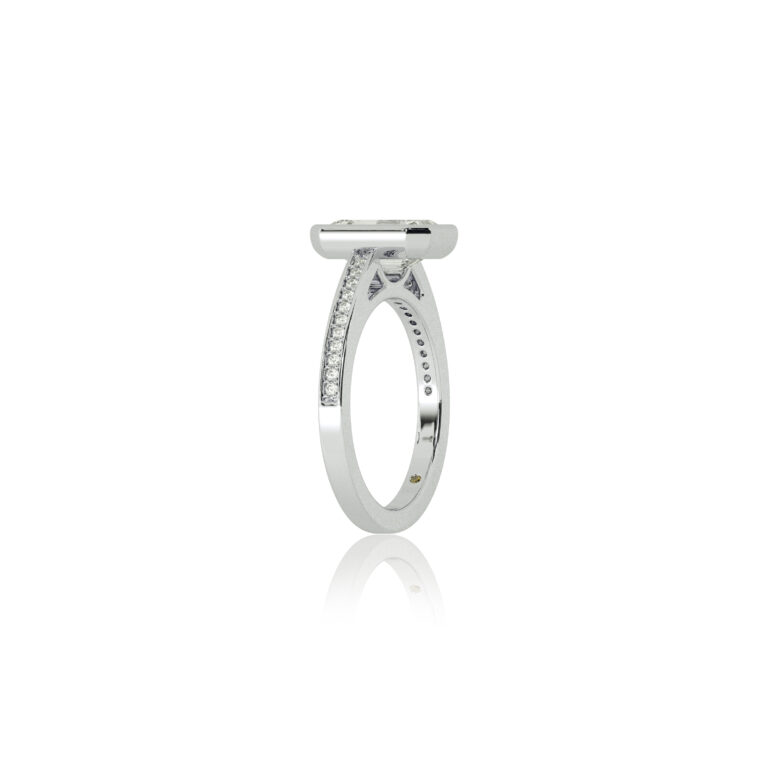 Lyra Lab Grown Pavé Set Half Coverage Bezel Diamond Engagement Ring