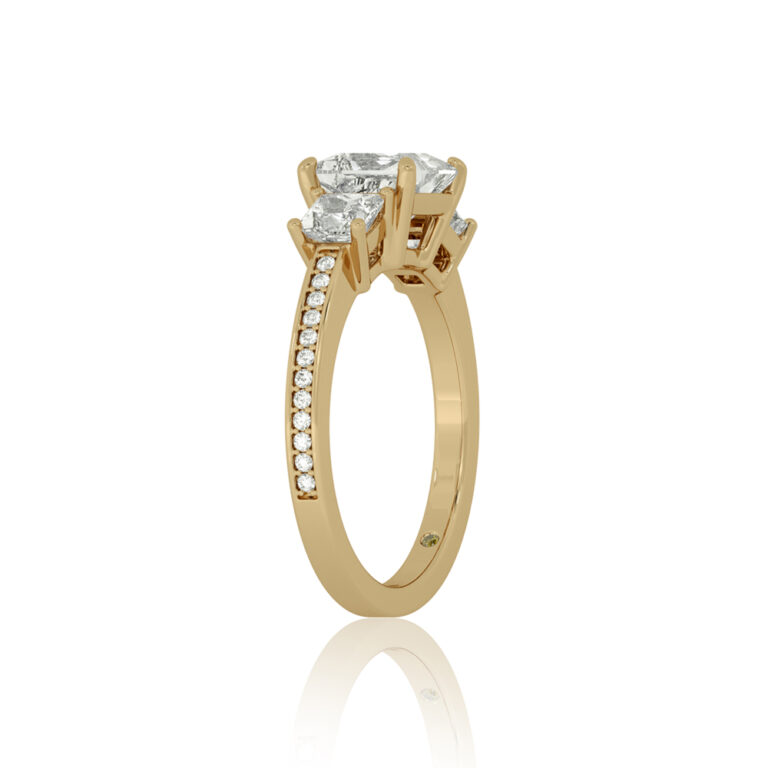 Pisa Pavé Set Lab Grown Princess Cut Three Stone Diamond Engagement Ring
