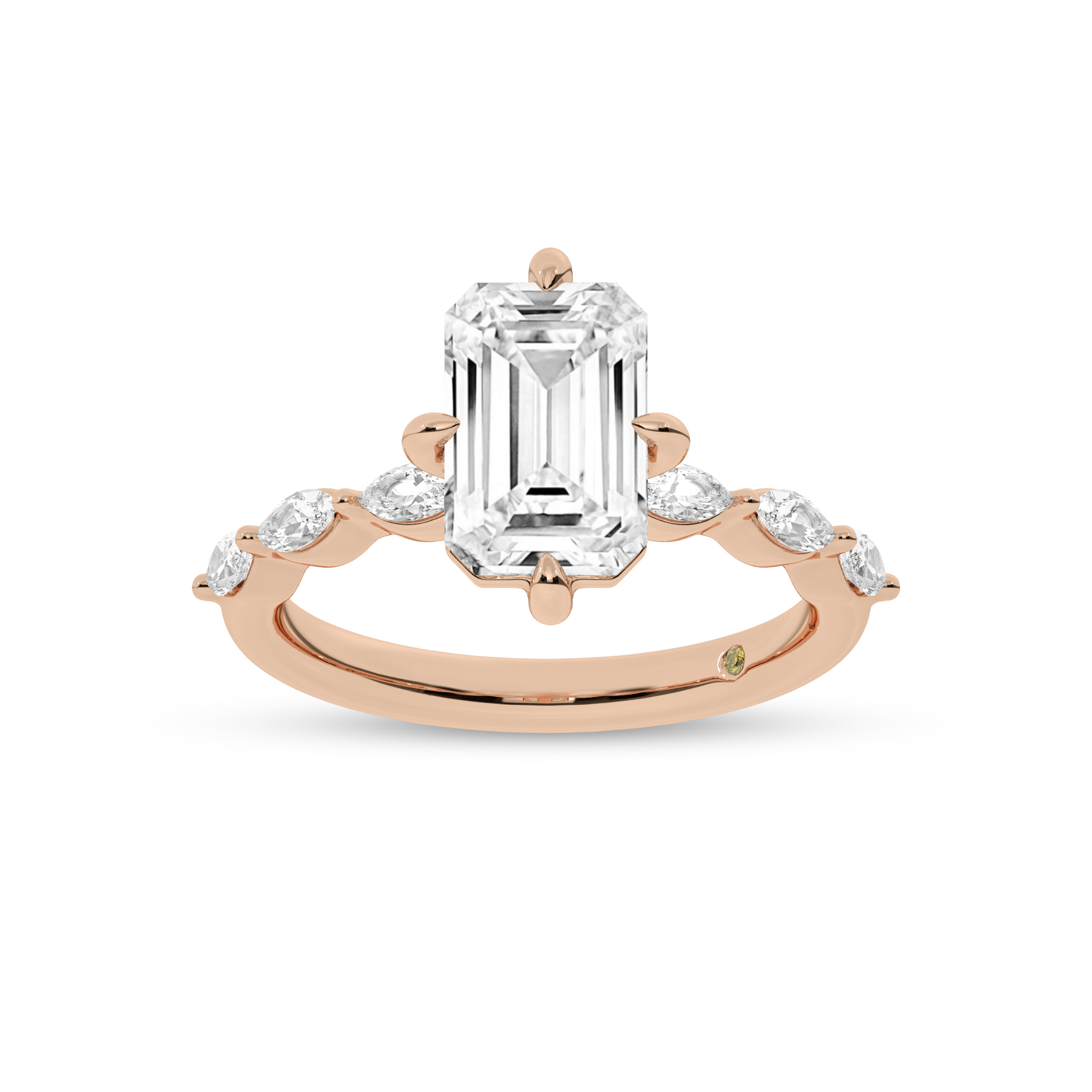 Cabo Emerald Cut Lab Grown Diamond Engagement Ring | 18K Rose Gold 4 5/8 CT. TW.