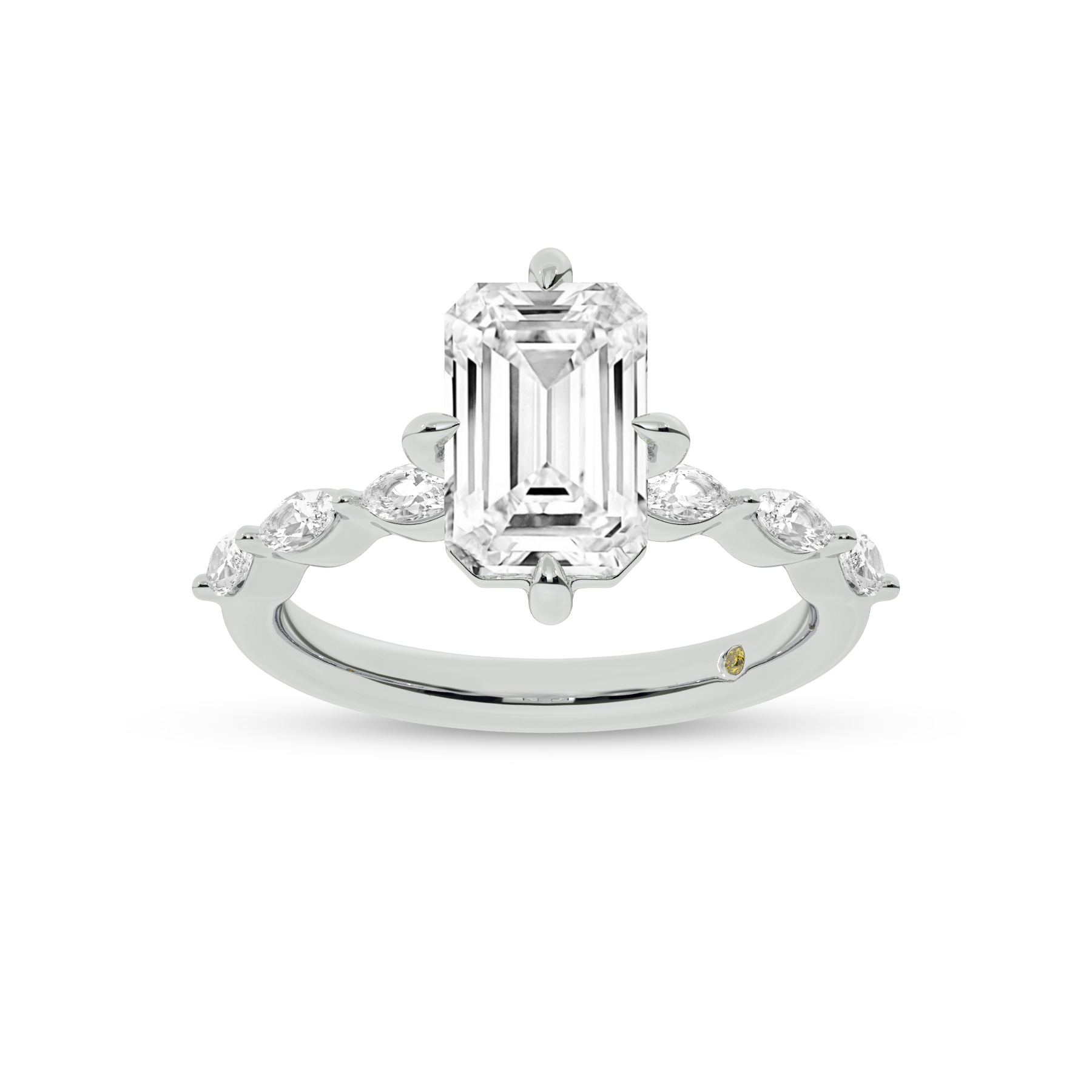 Cabo Emerald Cut Lab Grown Diamond Engagement Ring | 18K White Gold 4 5/8 CT. TW.