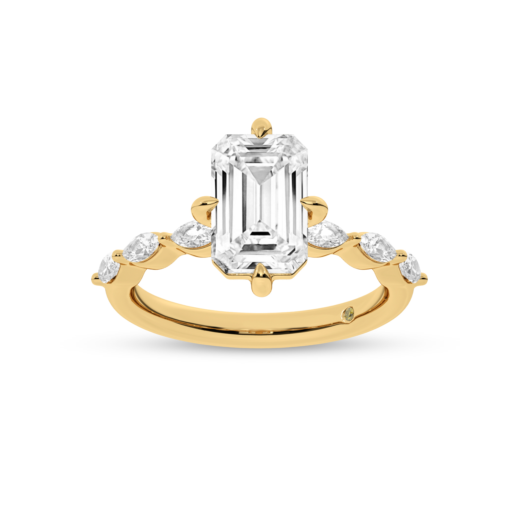 Cabo Emerald Cut Lab Grown Diamond Engagement Ring | 18K Yellow Gold 4 5/8 CT. TW.