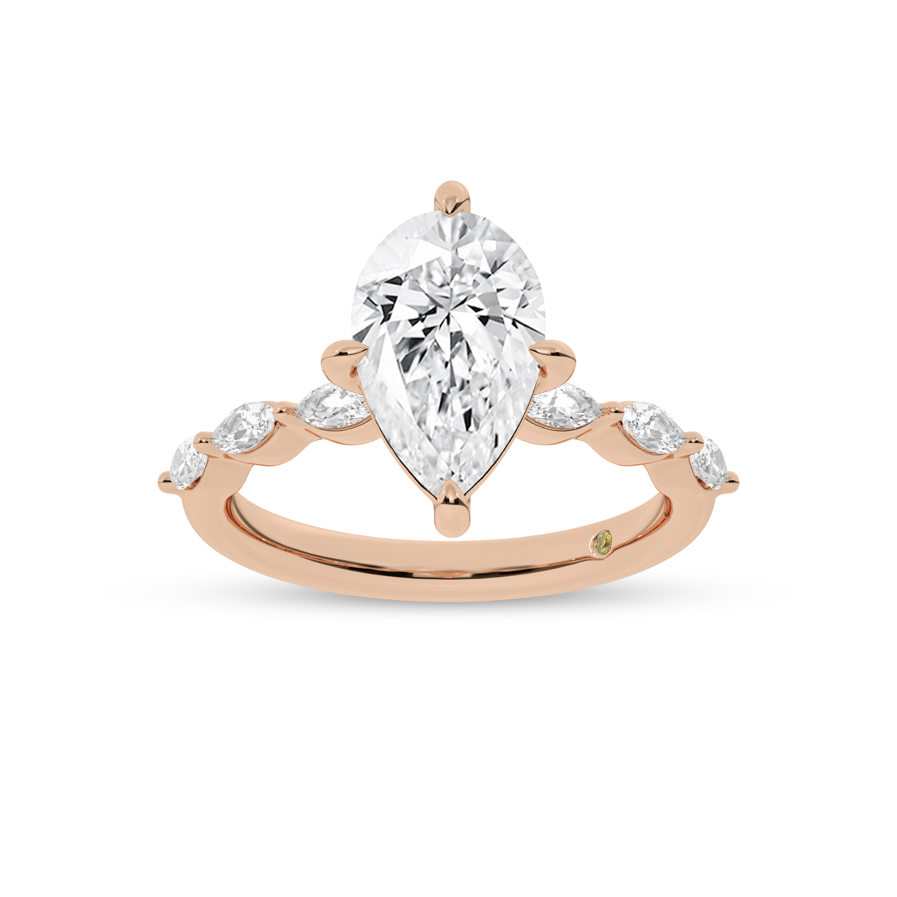 Cabo Pear Shape Lab Grown Diamond Engagement Ring | 18K Rose Gold 4 5/8 CT. TW.