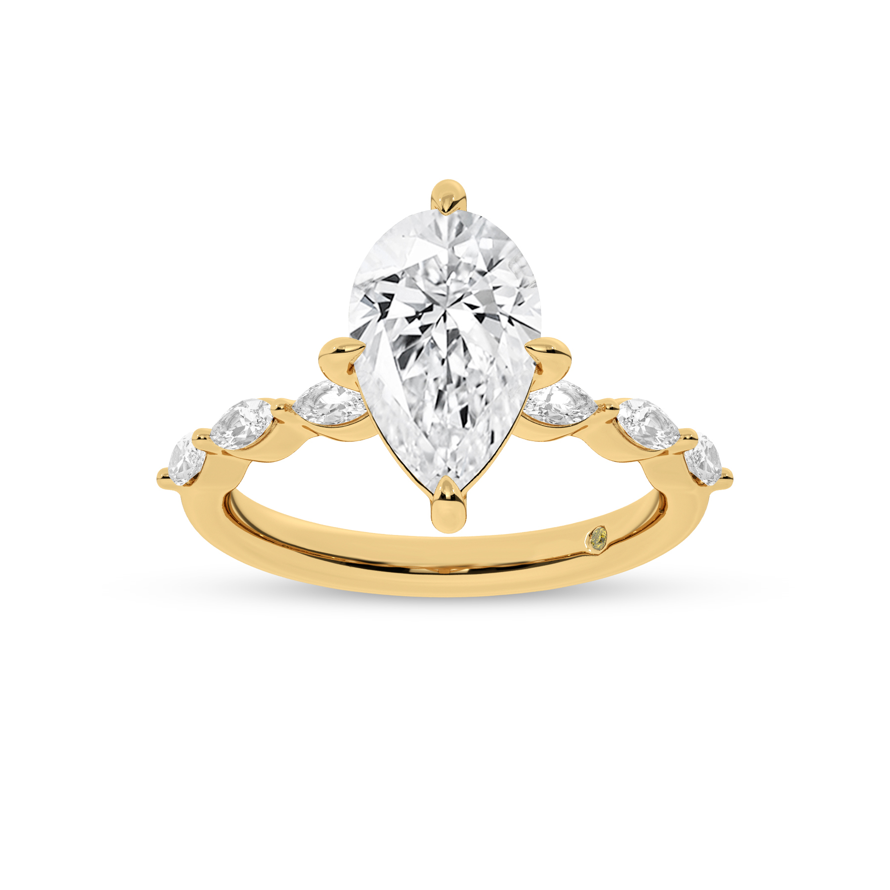 Cabo Pear Shape Lab Grown Diamond Engagement Ring | 18K Yellow Gold 4 5/8 CT. TW.
