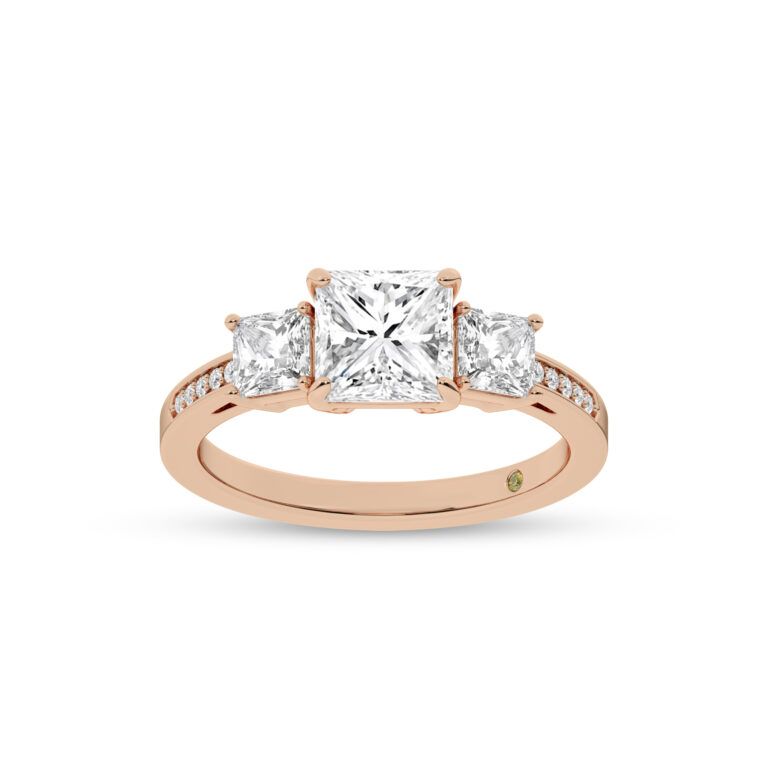 Sydney Three Stone Quarter Coverage Lab Diamond Engagement Ring