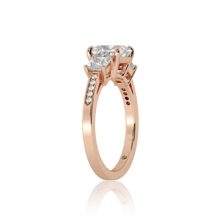 Sydney Three Stone Quarter Coverage Lab Diamond Engagement Ring