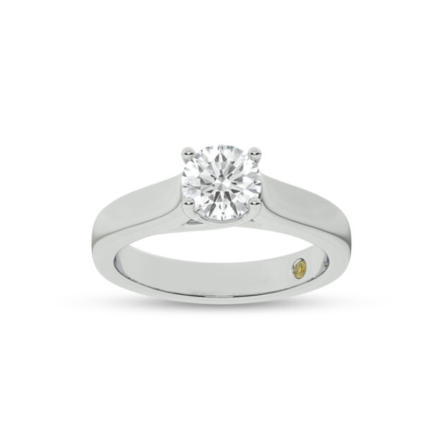 Bold Cross Prong Round Lab Grown Diamond Solitaire Ring
