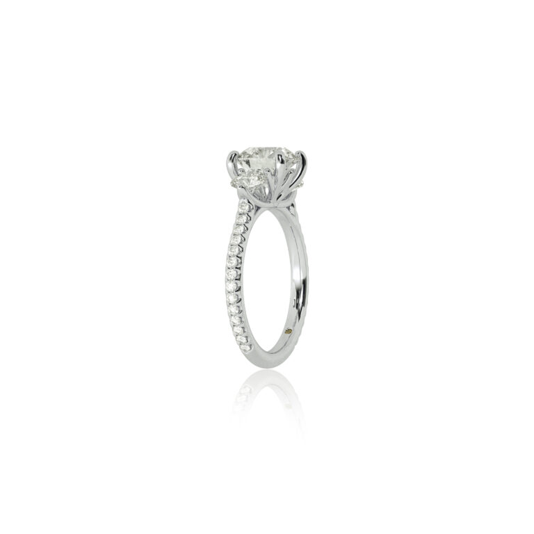 Zephyr Three Quarter Coverage Lab Created Three Stone Diamond Engagement Ring