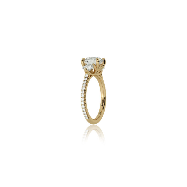 Zephyr Three Quarter Coverage Lab Created Three Stone Diamond Engagement Ring