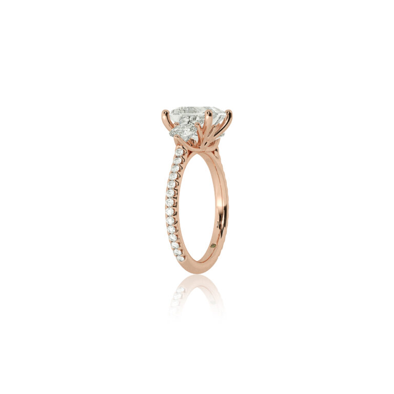 Zephyr Three Quarter Coverage Lab Created Three Stone Diamond Engagement Ring