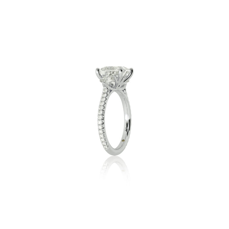 Zephyr Three Quarter Coverage Lab Created Three Stone Diamond Engagement Ring