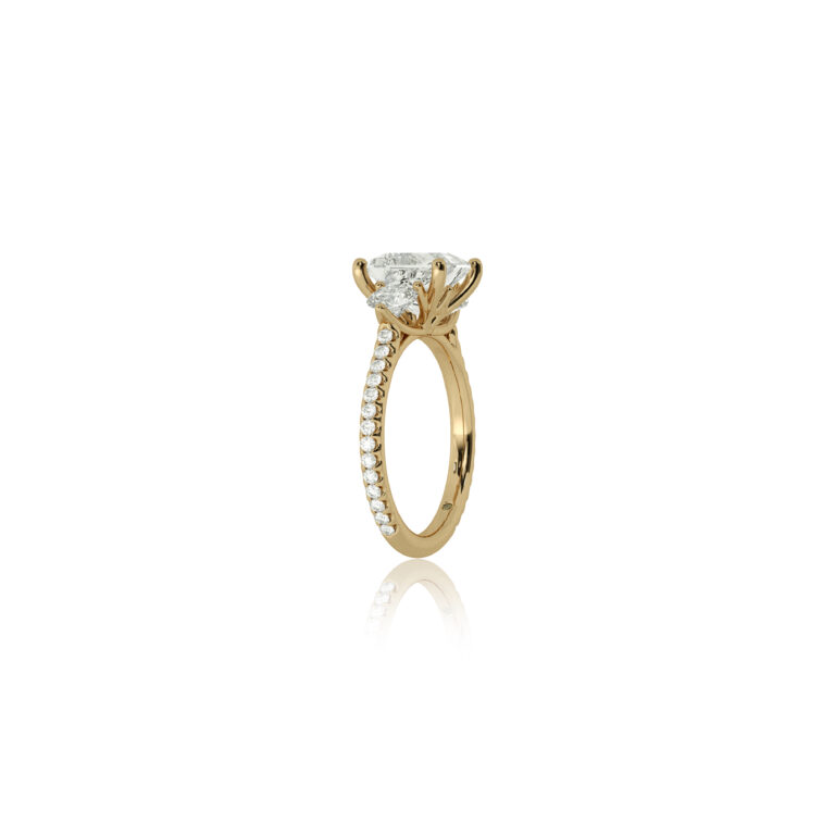 Zephyr Three Quarter Coverage Lab Created Three Stone Diamond Engagement Ring
