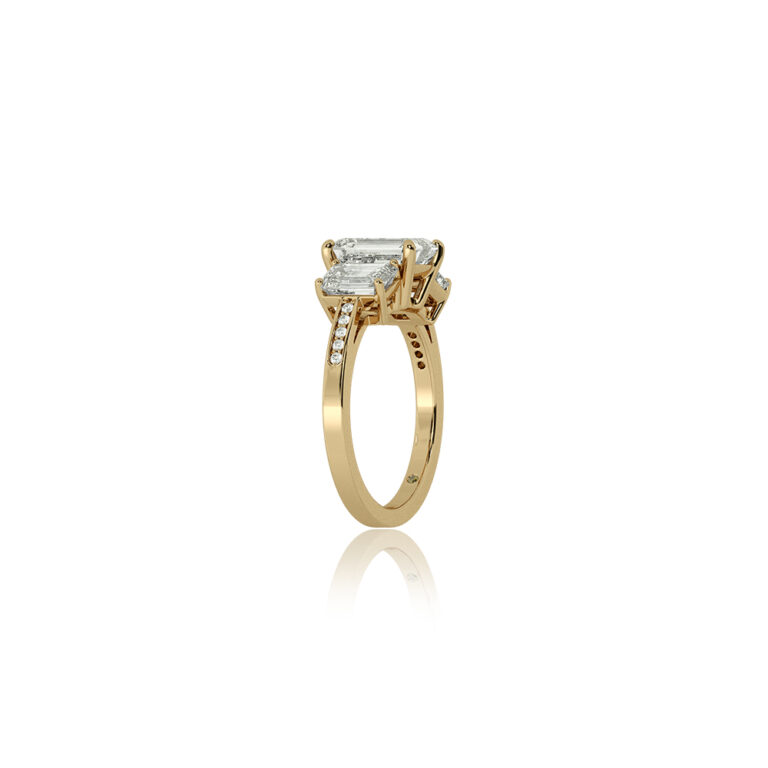 Sydney Quarter Coverage Pavé Set Three Stone Lab Diamond Engagement Ring