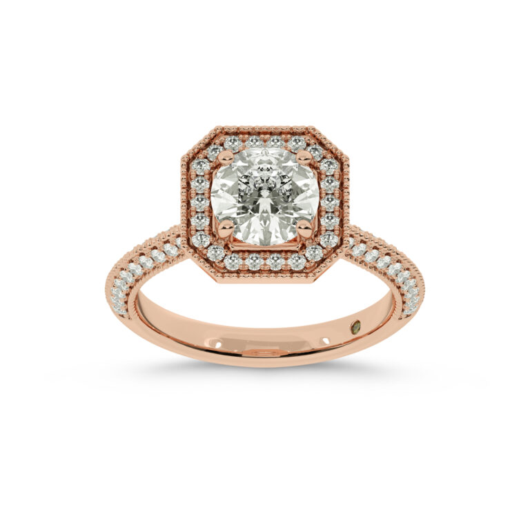 Shyne Octagonal Halo Lab Diamond Engagement Ring