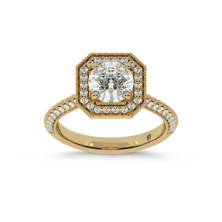 Shyne Octagonal Halo Lab Diamond Engagement Ring