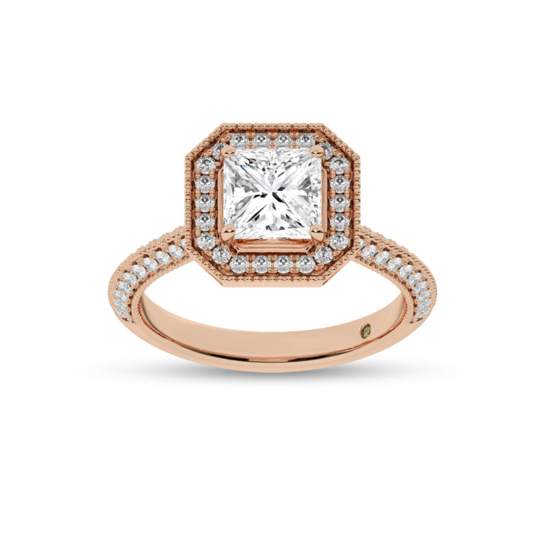 Shyne Octagonal Halo Lab Diamond Engagement Ring