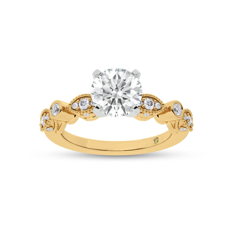 Arcan Vintage Inspired Bezel and Pavé Set Lab Diamond Engagement Ring