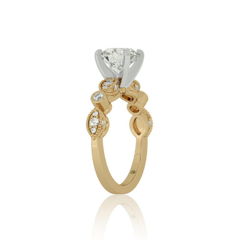 Arcan Vintage Inspired Bezel and Pavé Set Lab Diamond Engagement Ring