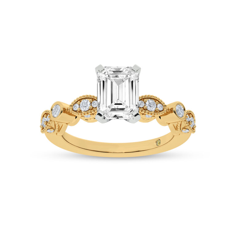 Arcan Vintage Inspired Bezel and Pavé Set Lab Diamond Engagement Ring