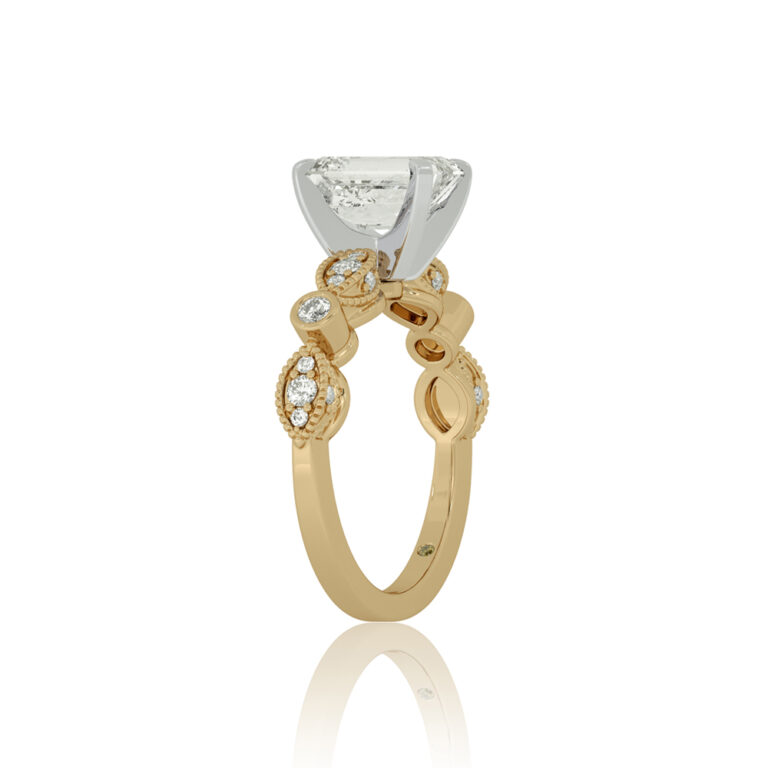 Arcan Vintage Inspired Bezel and Pavé Set Lab Diamond Engagement Ring
