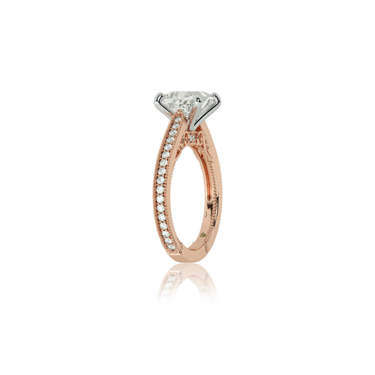 Oslo Vintage Inspired Hidden Accent Lab Diamond Engagement Ring