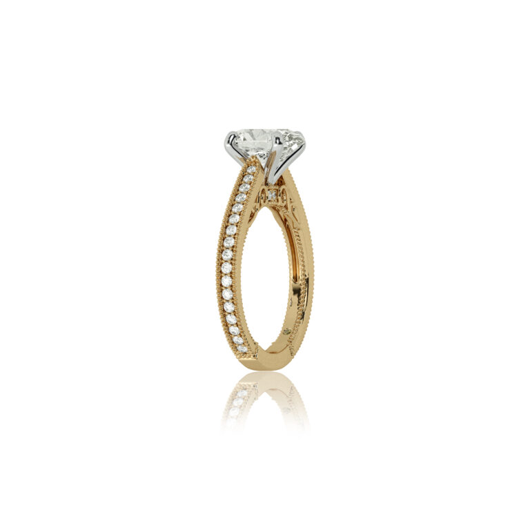 Oslo Vintage Inspired Hidden Accent Lab Diamond Engagement Ring