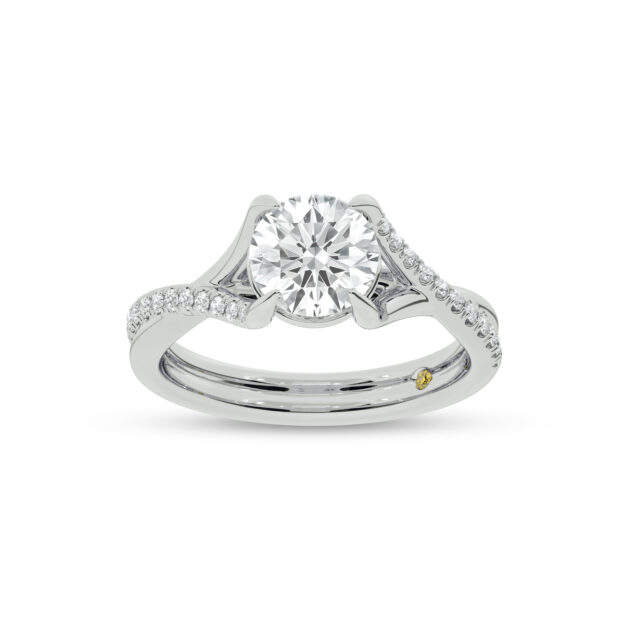Lumen Twisted Pavé Shank Round Lab Diamond Engagement Ring
