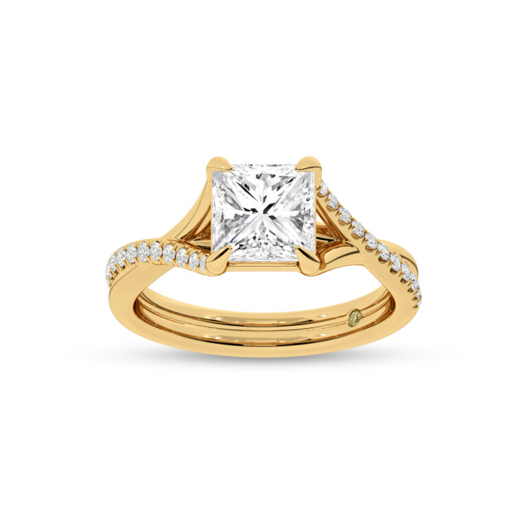 Lumen Twisted Pavé Shank Lab Grown Diamond Engagement Ring