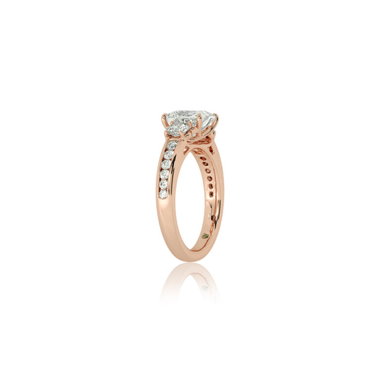 Aura Channel Set Half Coverage Three Stone Lab Diamond Engagement Ring
