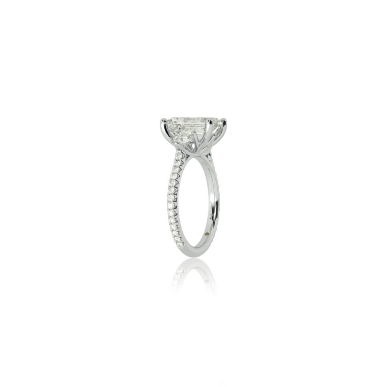 Zephyr Three Quarter Coverage Lab Created Three Stone Diamond Engagement Ring