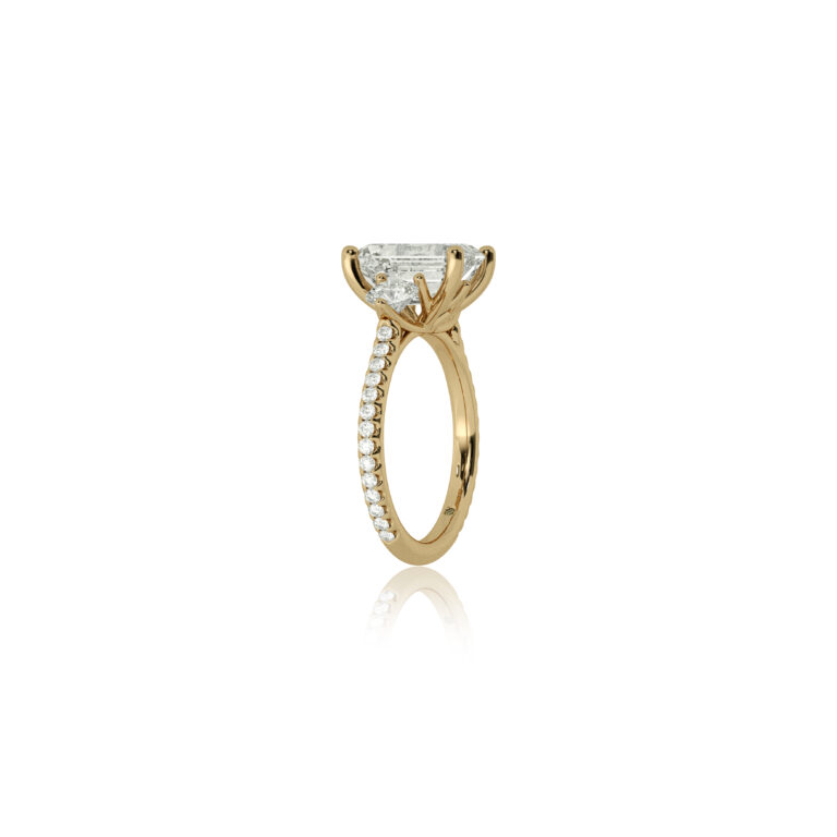 Zephyr Three Quarter Coverage Lab Created Three Stone Diamond Engagement Ring