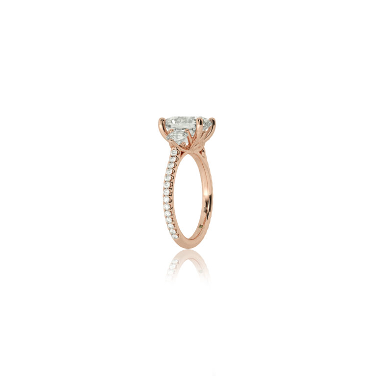 Zephyr Three Quarter Coverage Lab Created Three Stone Diamond Engagement Ring