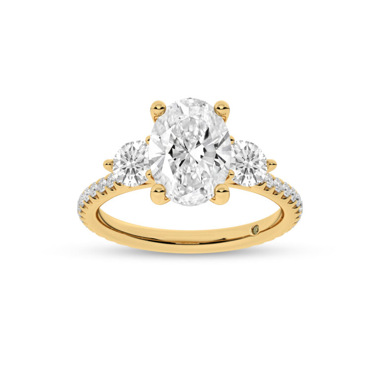 Zephyr Three Quarter Coverage Lab Created Three Stone Diamond Engagement Ring