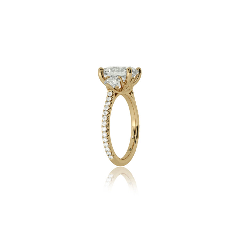 Zephyr Three Quarter Coverage Lab Created Three Stone Diamond Engagement Ring