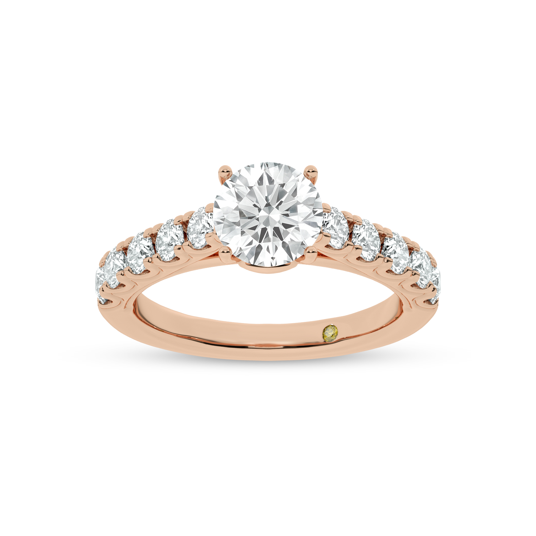 Reno Pavé Set Round Lab Grown Cathedral Diamond Engagement Ring | 18K Rose Gold 5 1/6 CT. TW.