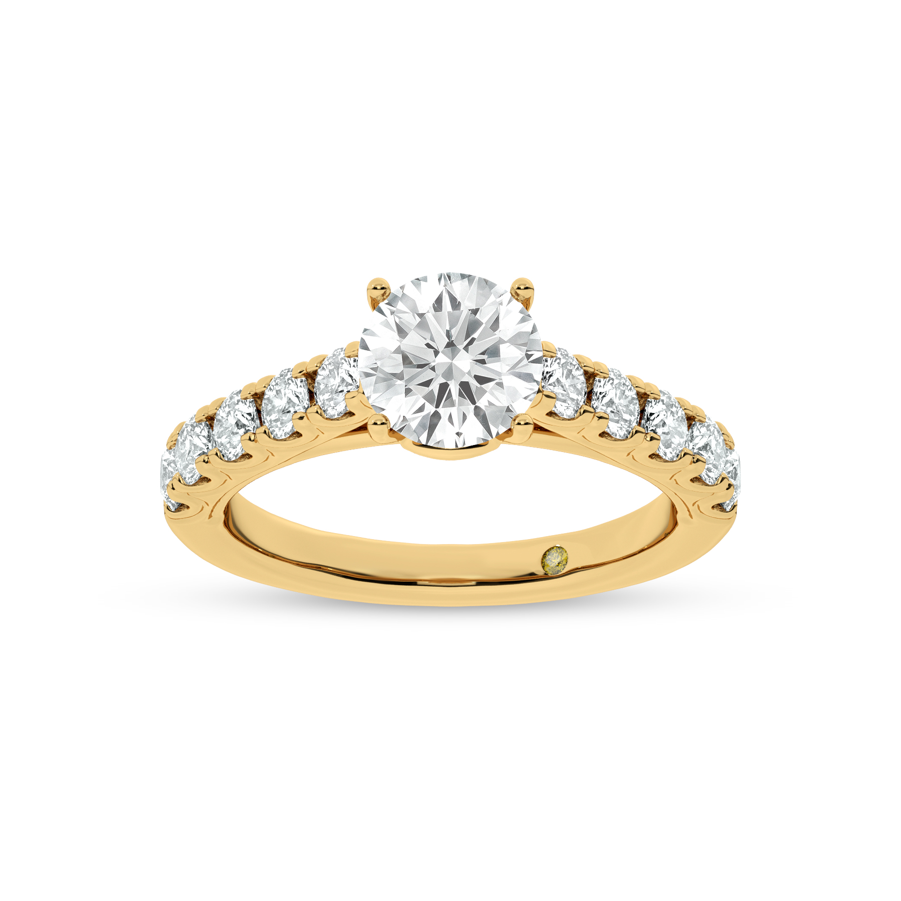 Reno Pavé Set Round Lab Grown Cathedral Diamond Engagement Ring | 18K Yellow Gold 5 1/6 CT. TW.