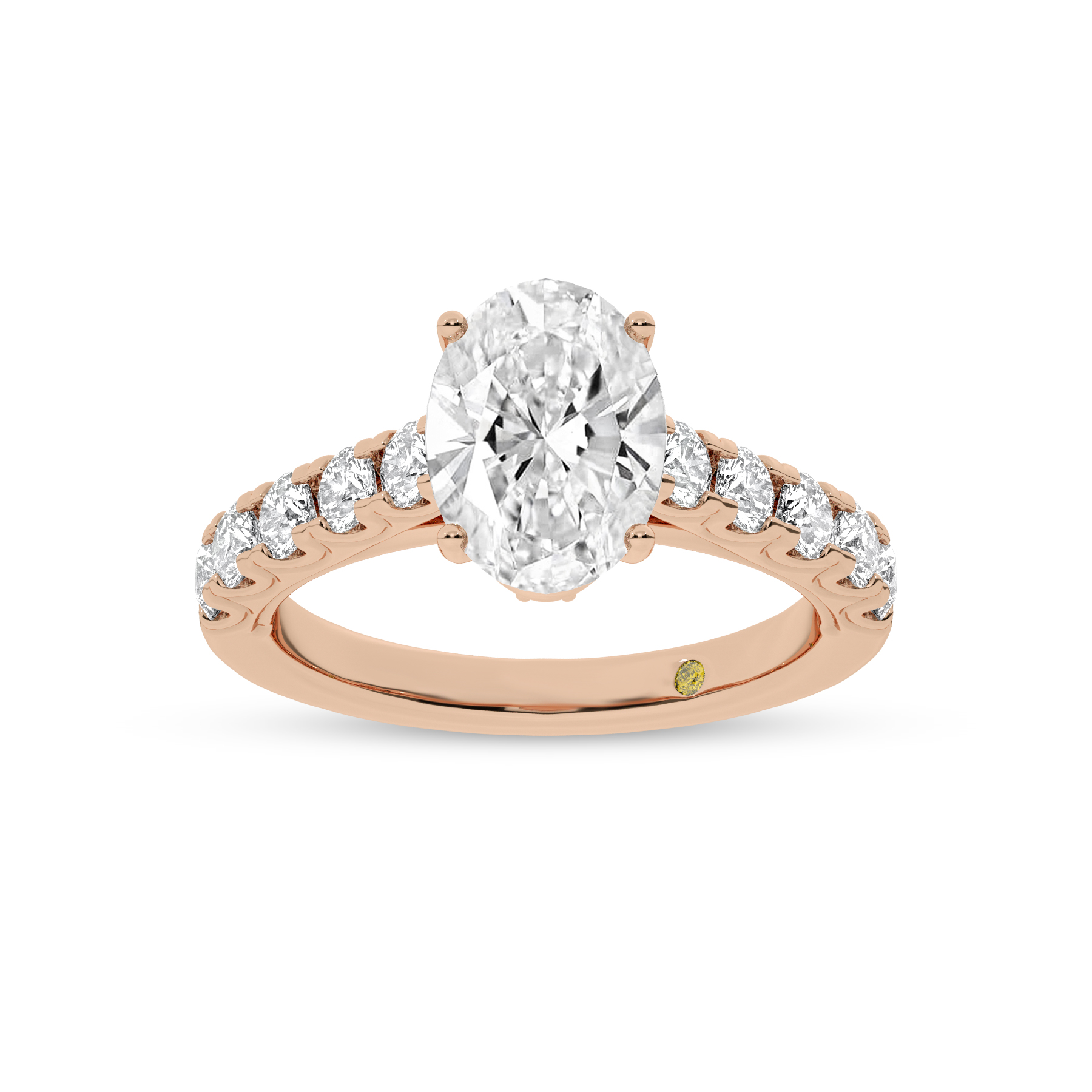 Reno Pavé Set Oval Lab Grown Cathedral Diamond Engagement Ring | 18K Rose Gold 5 1/6 CT. TW.