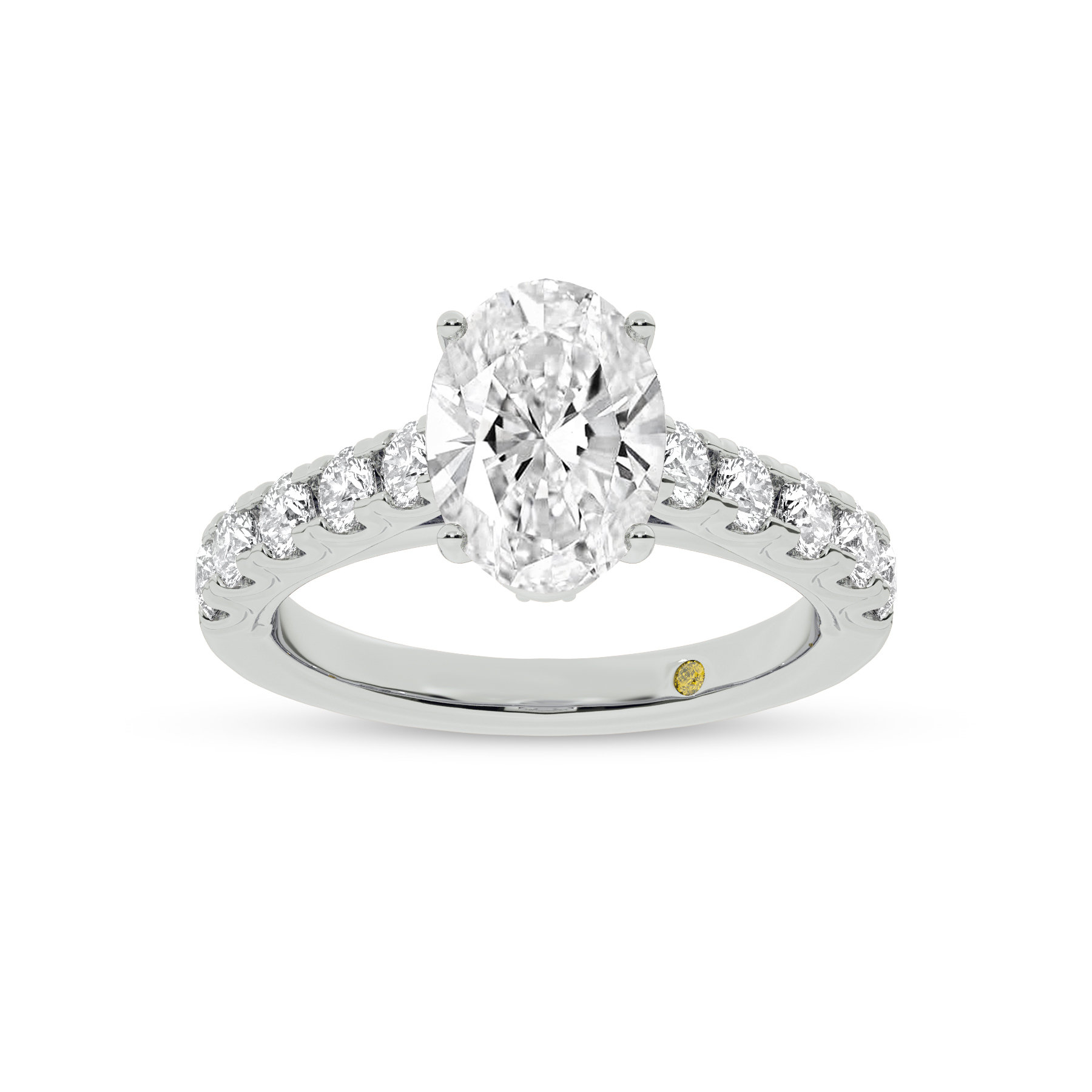 Reno Pavé Set Oval Lab Grown Cathedral Diamond Engagement Ring | 18K White Gold 5 1/6 CT. TW.