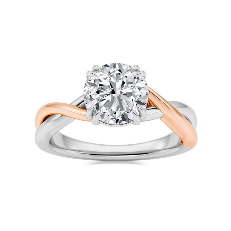 True Two Tone Twisted Shank Lab Diamond Solitaire Ring