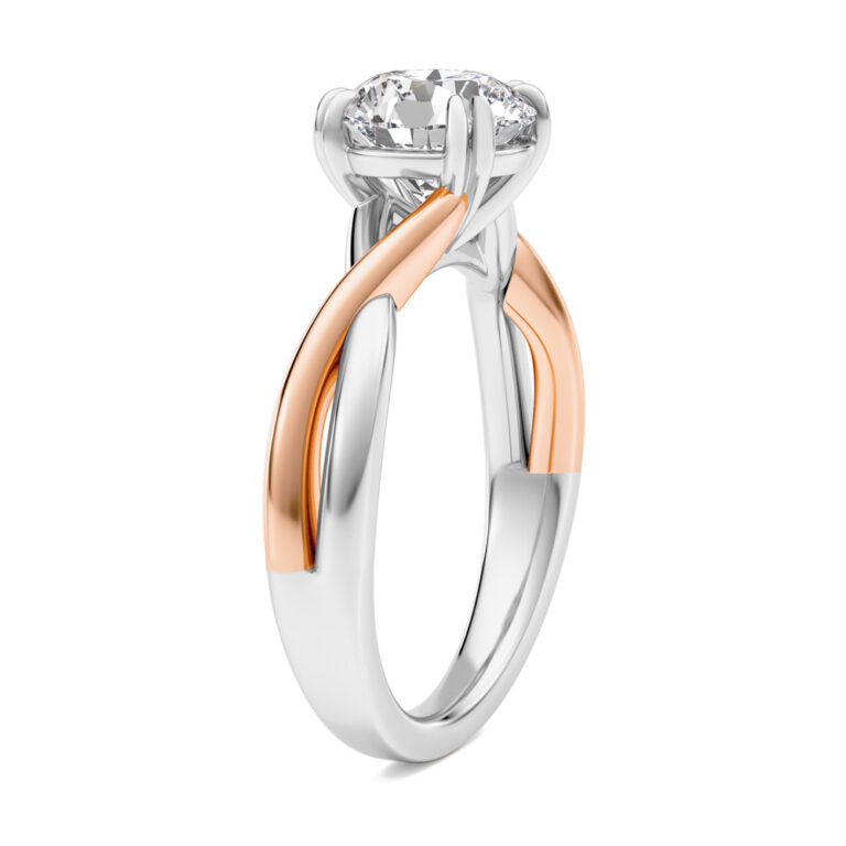 True Two Tone Twisted Shank Lab Diamond Solitaire Ring