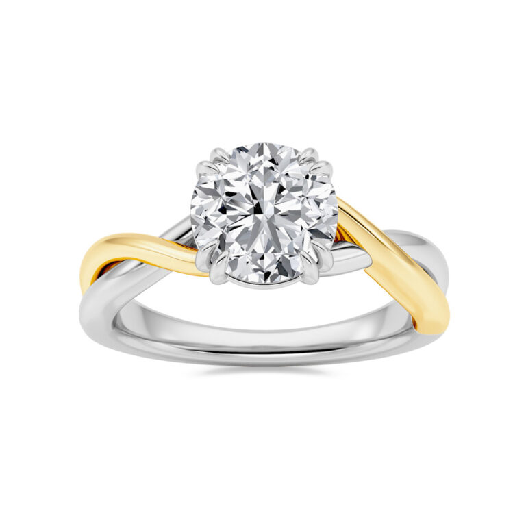 True Two Tone Twisted Shank Lab Diamond Solitaire Ring