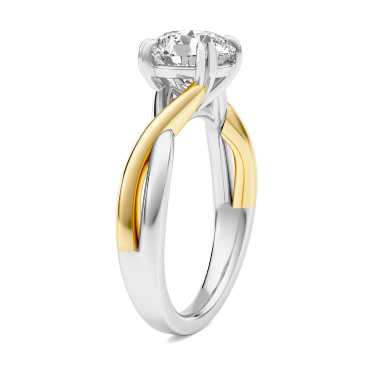 True Two Tone Twisted Shank Lab Diamond Solitaire Ring