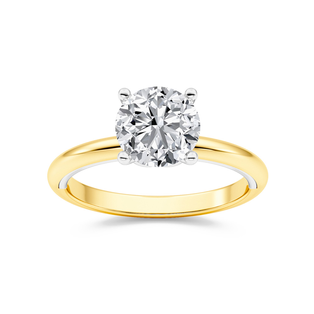 Harmony Bloom Two Toned Round Lab Grown Diamond Engagement Ring | 14K Yellow-White Gold 4 CT. TW.